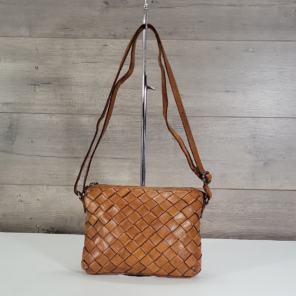 Vilenca Holland for Anthropologie Brown Woven Leather Crossbody Bag